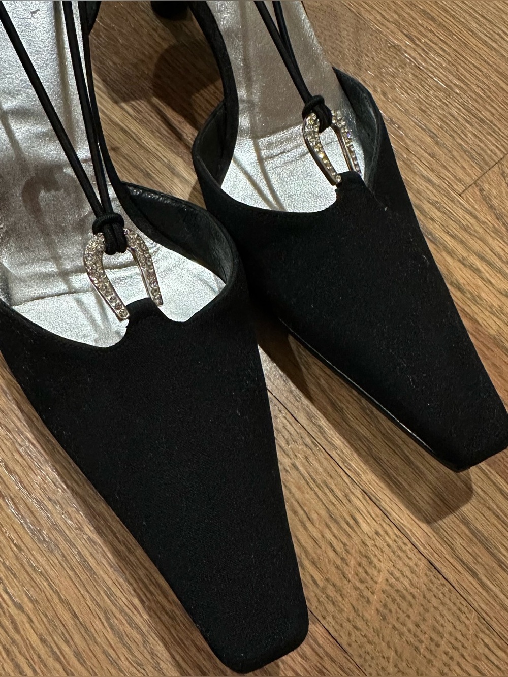 Stuart Weitzman Crystal Embellishments D'Orsay Black Pumps Size 7 - Picture 3 of 7